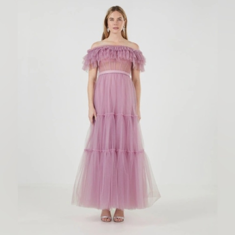 NWT BCBG Strapless Lavender Tulle Dress